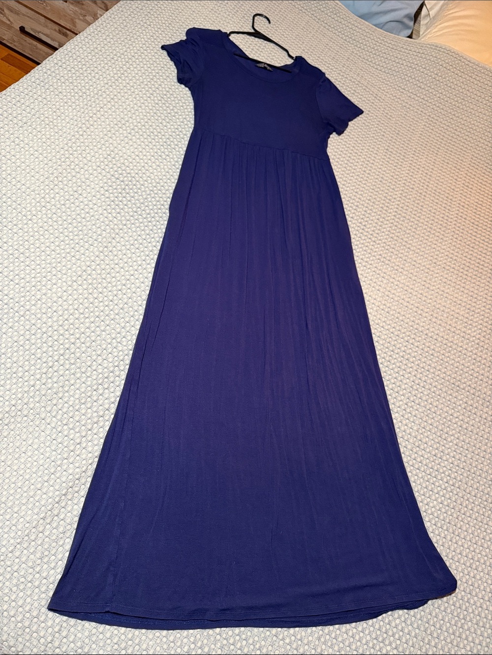Blue Short-Sleeve Maxi Dress